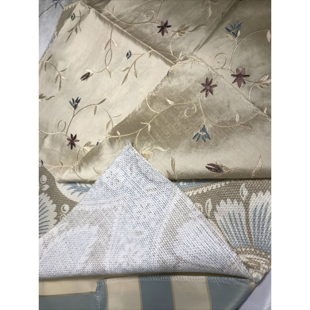UPHOLSTERY Random Medium Swatches Lot Of 9 Mainly Tans, Blues & Greens - Picture 7 of 12